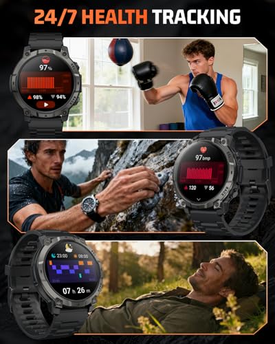 Smart Watch for Men Fitness Tracker: Military Make Answer Call LED Digital Mens Watches Waterproof Smartwatch Android Phon...