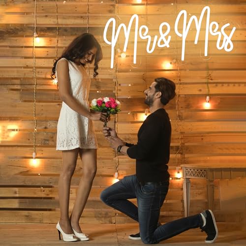 Mr and Mrs Neon Sign for Wedding Party Decoration Wedding Decor Neon Sign for Anniversary Backdrop Wall Decor Decoration B...