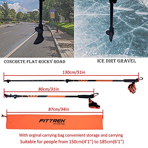 FitTrek Nordic Walking Poles for Men Women - 2 Pack Aluminum Nordic Walking Sticks - Nordic Poles with Ergonomic Grip Adju...