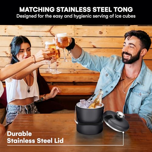 flybold Small Ice Bucket for Parties - Ice Bucket with Lid for Cocktail Bar - Double Walled Ice Container - Portable Chill...
