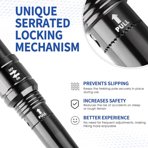 Waisul Tactical Survival Hiking Stick - Retractable Walking Staff with Multitool | Shock Absorption, Unique Twist-Lock & Q...