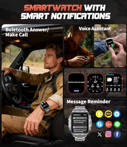 GPS Military Smart Watch for Men(Answer/Call), 2.13'' Smartwatch,60 Days Battery,6 Satellite Positioning/Compass,5 ATM Fit...
