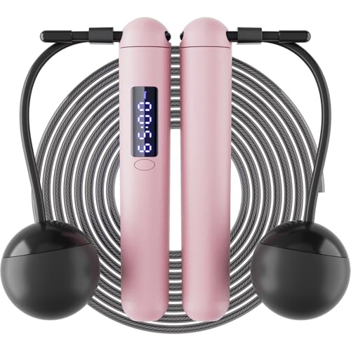 ACHDOFITS 2-in-1 Jump Rope: Weighted & Cordless for Home, Real Rope for Outdoor - Smart LED Counter, Adjustable & Recharge...