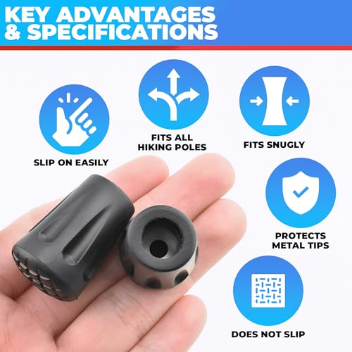 Park Ridge Outfitters Hiking Pole Tips - 6 Pack - Replace Lost or Worn Standard Hiking and Trekking Pole Tips