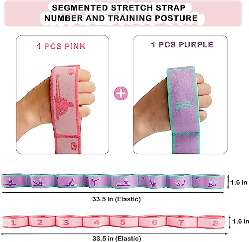 Stretch Straps with Loops for Exercise, 2 Pcs Yoga Stretch Straps for Kids, Elastic Stretching Straps 8 Loops Leg Stretche...