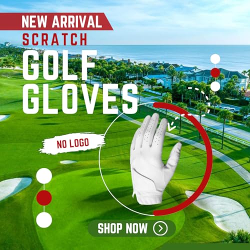 Scratch Cabretta Leather Mens Golf Gloves (5 Pack) Logo Free, Durable & Soft, Small Medium Large X-Large