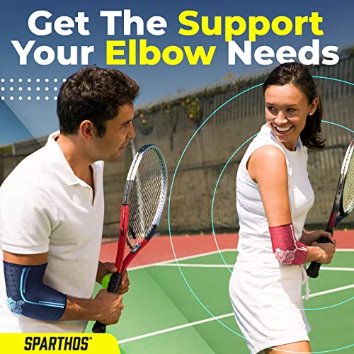 Sparthos Elbow Compression Sleeves (Pair) – Tennis and Golfer's Elbow Support – Elbow Brace for Men and Women – Made from ...