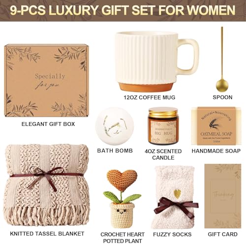 Uwingess Get Well Soon Gift Baskets for Women Self Care Gifts, Spa Care Package After Surgery Inspirational Thinking of Yo...