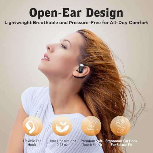 Open Ear Headphones,Over Ear Earbuds with Ergonomic Earhook,Bluetooth Headphones 5.4 with Smart Digital Display,40H Playti...