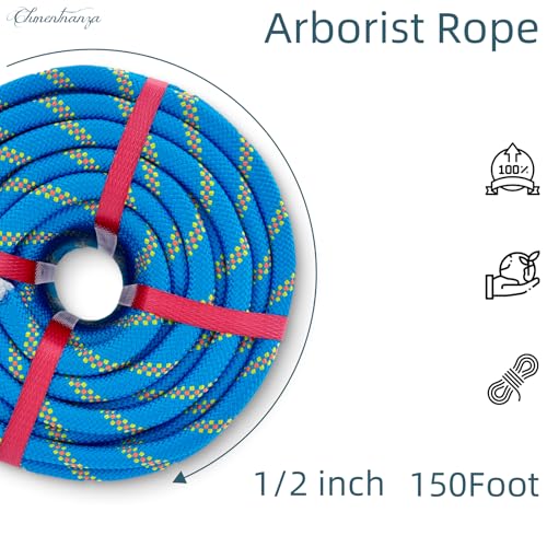 Chmentnanza Arborist Rigging Rope 1/2 Inch x 150 Ft, Heavy Duty Bull Rope for Tree Pulling, Felling & Climbing - High Stre...