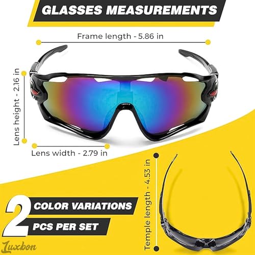 2 Pcs Sport Sunglasses Men - Lightweight & Flexible Running Glasses for Men and Women, Secure Fit, Scratch-Resistant Lense...