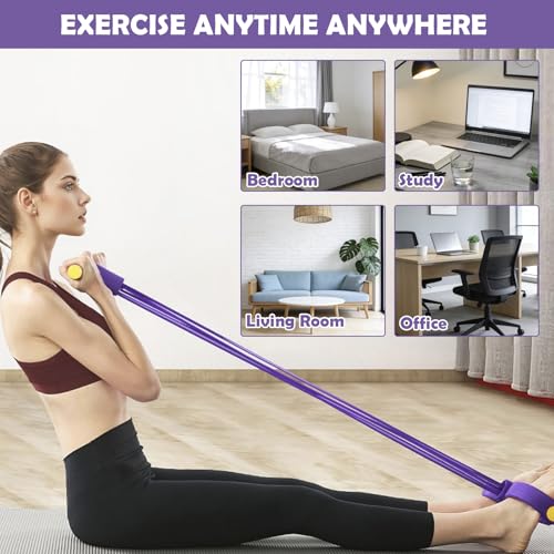 Multifunctional Pedal Resistance Band with Handle,4/6/8 Tubes for All Weights,Upgrade Heavy-Duty TPE Tubes with 300% Stret...