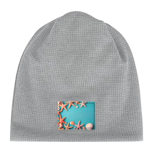 Ocean Beach Theme Print Lightweight Waffle Pullover Hat Men Women Winter Headwear Outdoor Camping Travel