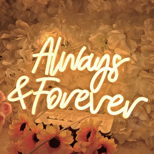 Planzo Always & Forever Led Neon Sign Light Wedding Birthday Party Backdrop Wall Decor Hanging Sign Bedroom Propose Annive...
