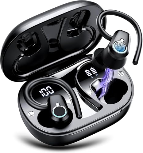 Wireless Earbuds, 2023 Bluetooth Headphones 5.3 Sport, 50H Ear buds with Earhooks, Dual LED DisplayBluetooth Earbuds, Deep...