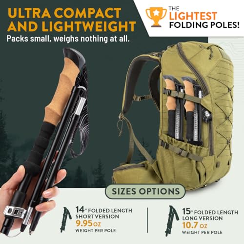 Premium Foldable Hiking Poles by USA Brand - Adjustable, Lightweight Trekking Poles Made of Aircraft Aluminum, Metal Flip ...