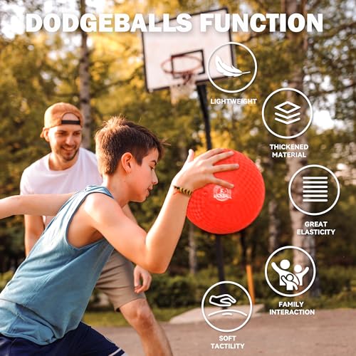 8.5 Inch Kickball Set, Dodgeballs 6 Pack,12 Pack,Playground Balls for Kids&Adults, Bouncy Balls Includes Pump and Storage ...