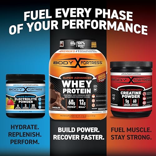 Body Fortress Electrolyte Powder Strawberry Lemonade - Rapid Hydration Drink Mix with 6 Essential Electrolytes & 3 B Vitam...