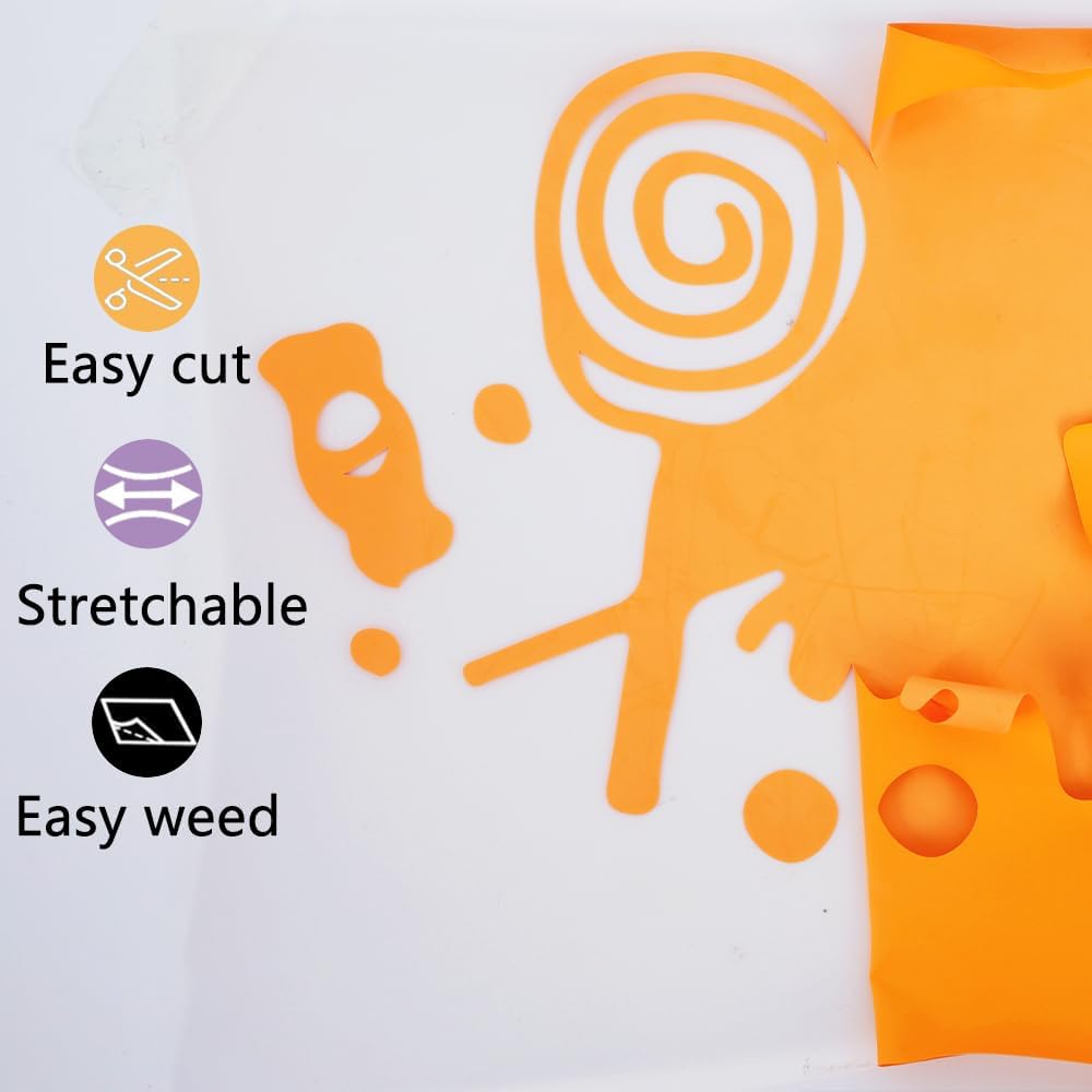 guangyintong Heat Transfer Vinyl Light Orange HTV Rolls, 12" x 12ft Light Orange Iron on Vinyl for T-Shirts, Matte Surface HTV Vinyl for All Cutter Machine Easy to Cut & Weed for Heat Vinyl Design
