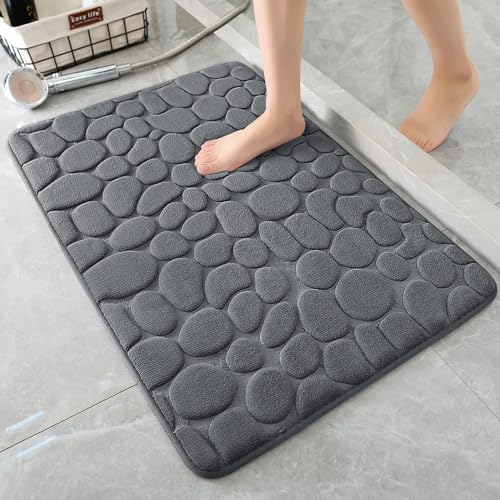 YIHOUSE Bathroom Mat Rug, Memory Foam Bath Mat, Non-Slip Bathroom Floor Mats, Cobblestone Bath Mats Absorbent Bath Rugs Wa...