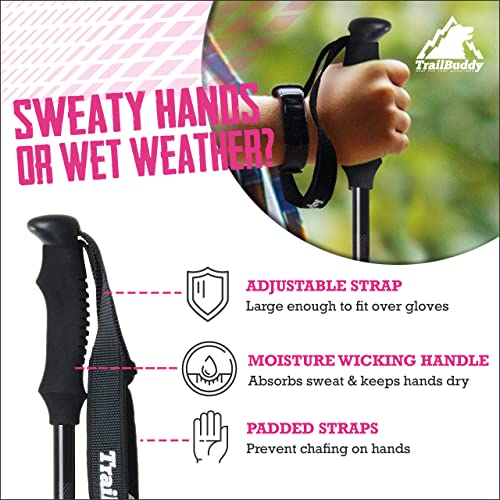 TrailBuddy Collapsible Hiking Poles for Kids - Pack of 2 Trekking Poles for Hiking, Camping & Backpacking - Lightweight, A...