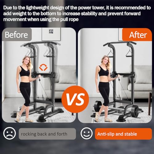 Power Tower Pull Up & Dip Station Multi-Function Home Strength Training Fitness Workout Station Height Adjustable