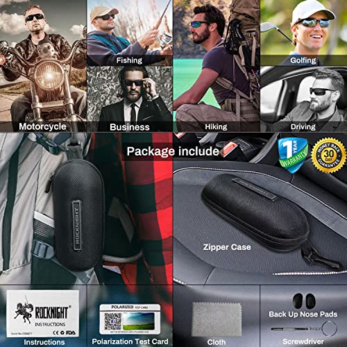 ROCKNIGHT Driving HD Polarized UV400 Protection Ultra light Al-Mg Golf Fishing Outdoor Sunglasses