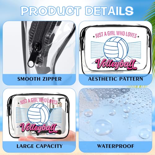 Falueqg Volleyball Gifts Makeup Bags - 12Pcs Volleyball PVC Clear Cosmetic Bags, Volley Ball Themed Sports Waterproof Chee...