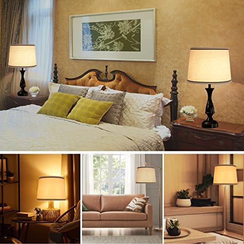 Luvkczc Medium Drum Lampshades Set of 2, Beige enhanced Linen, 13in Top x 11in Bottom x 10in High, Harp Holder Included