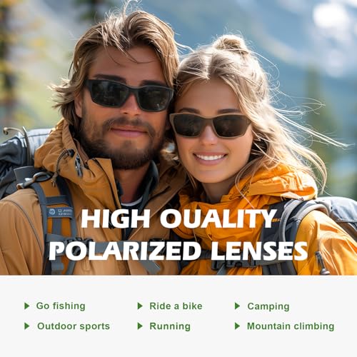 Fanshen Polarized Sunglasses for Men Women, Wrap Around Sunglasses for Mens Womens Cycling Running UV Protection