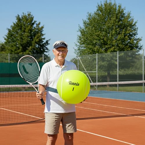 Vaulted Skulls & Co Inflatable Tennis Ball | Giant Tennis Beach Balls | Inflated Ball Prop | Oversized Sports Party Decora...