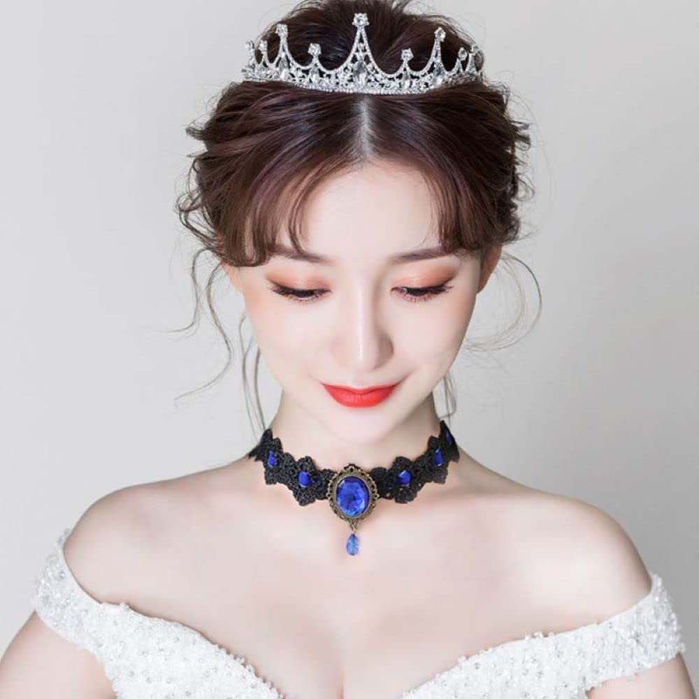 AOCHEE Black Lace Choker Necklace Lace Gothic Choker for Women for Halloween Weeding Costume Party Prom Vampire Choker (Pink)