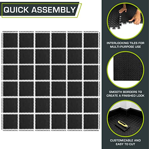 ProsourceFit Puzzle Exercise Mat ½ in, EVA Interlocking Foam Floor Tiles for Home Gym, Mat for Home Workout Equipment, Flo...