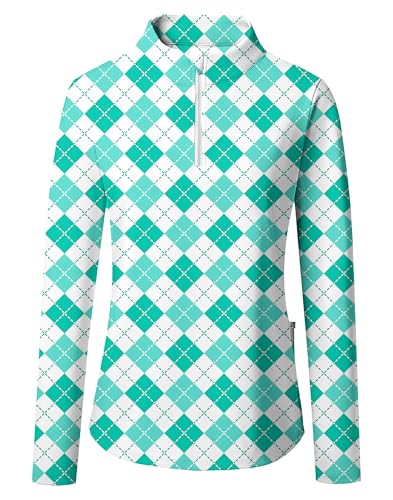 M MOTEEPI Womens Golf Shirt Long Sleeve Athletic Quarter Zip Pullover Sun Protection with Pocket