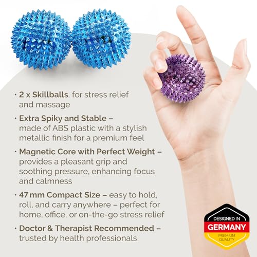 MySkills4Life 2X Spiky DBT Skill Balls | 2inch | Magnetic Stress Relief Balls | Spiky Massage Balls for Relaxation, Tensio...