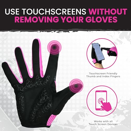 LuxoBike Bike Gloves for Men Women with Anti-Slip Shock-Absorbing Riding Pad, Light Weight Full Finger Cycling Gloves Touc...