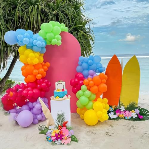 Rainbow Balloons, 50Pcs 12 Inches Yellow Orange Hot Pink Lime Green Neon Balloons Multicolor for Kids Colorful Rainbow Bir...
