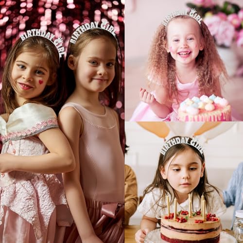 CIEHER Birthday Headband Birthday Girl Tiara Crown for Birthday Decorations Silver