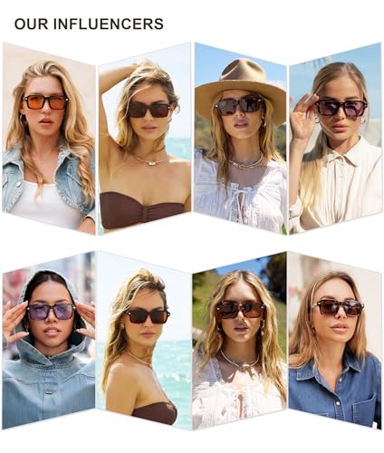 SOJOS Trendy Square Polarized Sunglasses for Women Men, Retro Vintage Womens Mens Rectangle Shades SJ2345