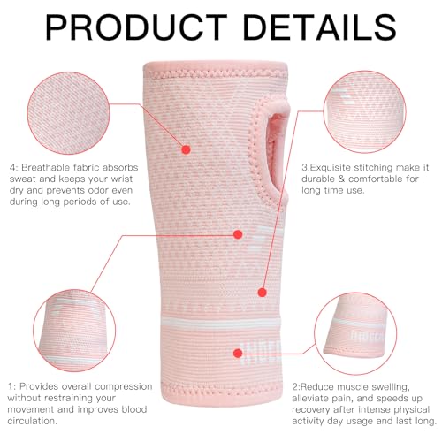 INDEEMAX Copper Wrist Compression Sleeve 1 Pair, Comfortable Hand Brace Support for Arthritis, Tendonitis, Sprains, Workou...