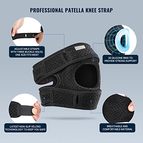 Fit Geno Patella Knee Brace for Women and Men, Patellar Tendon Support Strap with Side Stabilizers, Knee Band with Patella...