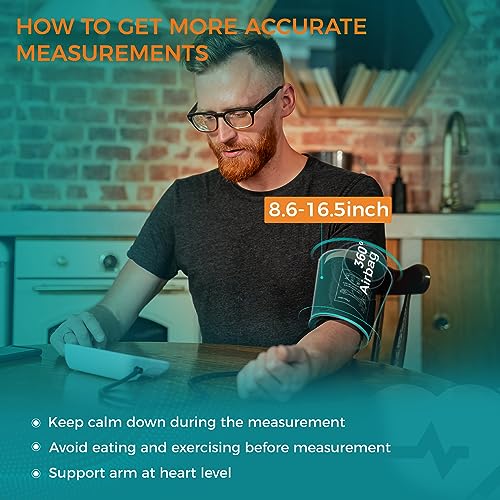 Meraw Blood Pressure Cuff Automatic Arm, Blood Pressure Monitor Home Use, Blood Pressure Machine Large Arm 8.6-16.5" Dual ...