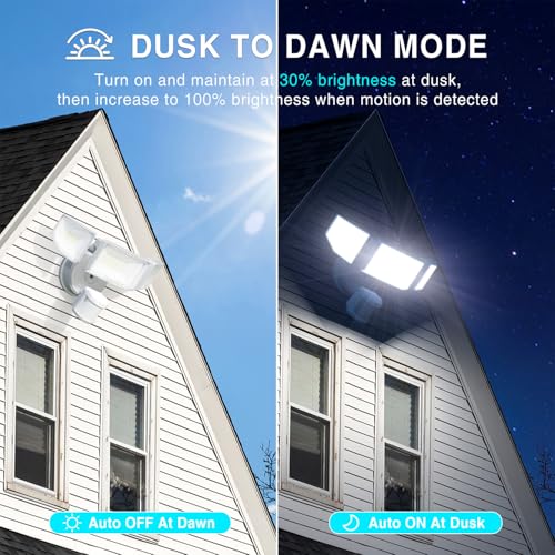 Abovizo 85W LED Security Lights Motion Sensor Light Outdoor, 8500LM Dusk to Dawn, IP65 Waterproof, 6500K, 3 Head Motion De...