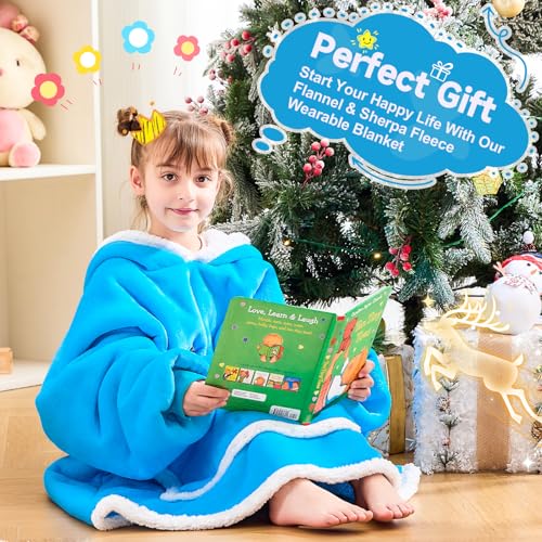 IFNOW Wearable Blanket Hoodie For Kids, Blanket Hoodie For Kids With Hood And Pockets, Girls Oversized Blankets Gift for Boys