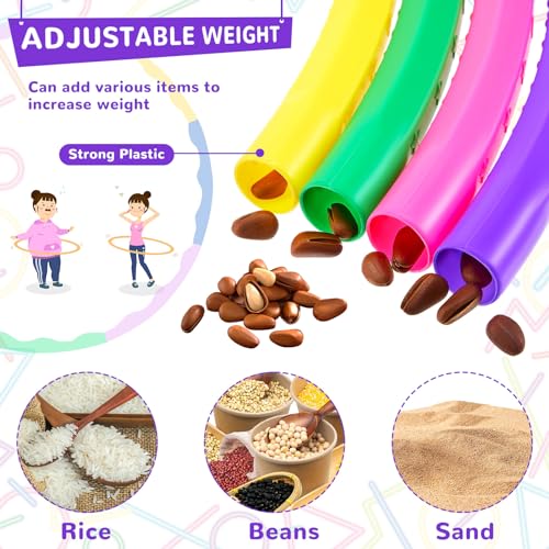 Silipull 8 Pcs Toy Hoop and Jump Rope Set for Kids Include 4 Skipping Rope and 4 Detachable Weight Size Hoop Gymnastic Fit...