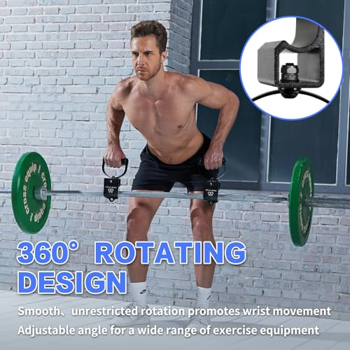 Rotating Pull-Up Handles-Ergonomic Exercise Handle for LAT Pulldown Attachments/Seated Rows/Barbell Handles -Quick Attachm...