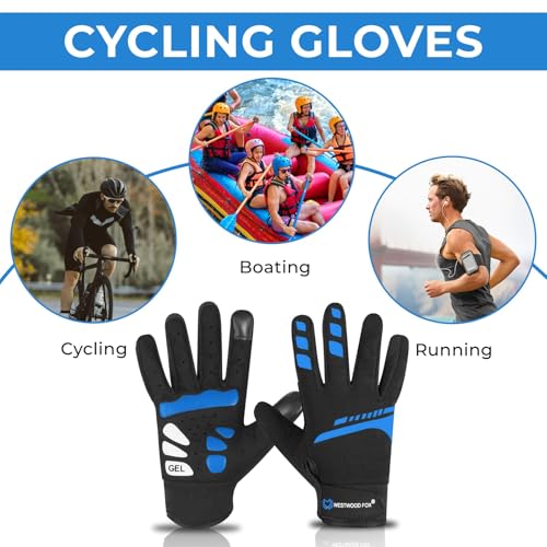 WESTWOOD FOX Cycling Gloves for Men Women, Full Finger, Anti-Slip Touchscreen Breathable Mountain Bike Gloves for MTB Ridi...