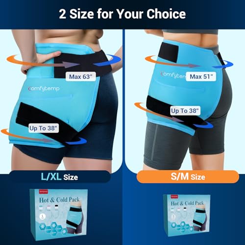 Comfytemp Hip Ice Pack Wrap for Sciatica, Hip Replacement Kit, Reusable Gel Ice Pack for Injuries, Pain Relief, Cold Compr...