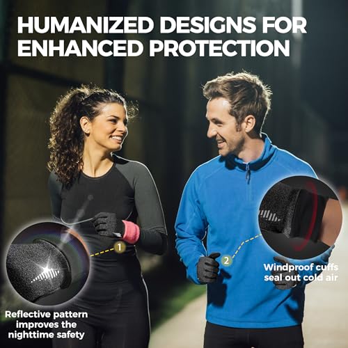 rivmount Lightweight Winter Running Gloves, Touch Screen & Anti-Slip Warm Thermal Glove Liners, Cool Weather Driving Cycli...