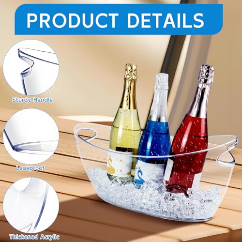 Seuqhck 2 Pack Ice Bucket, 5.5L Small Ice Buckets Clear Beverage Tub for Champagne Beer Sparkling Wine Cocktails, Parties,...